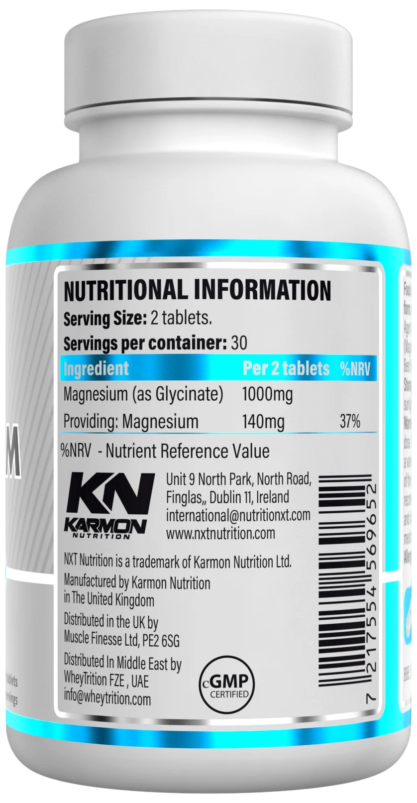 NXT Nutrition Magnesium 60 Tabs - Image 2